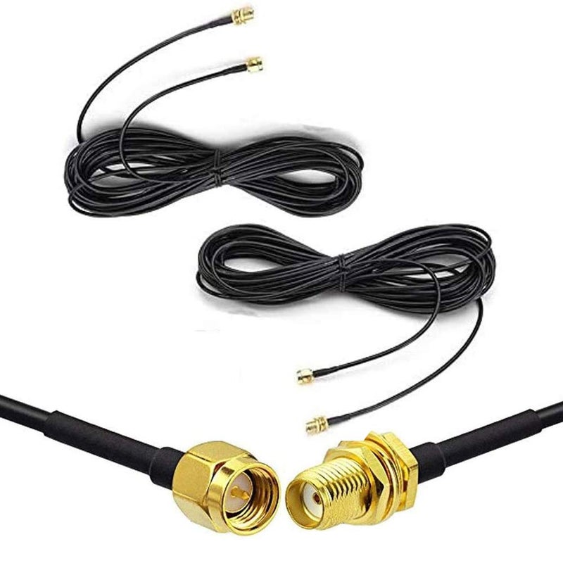 CORONIR 16ft SMA Extension Cable SMA Male to SMA Female RF Connector Adapter WiFi 3G 4G LTE Antenna Extension Cable 2pack - Image 1